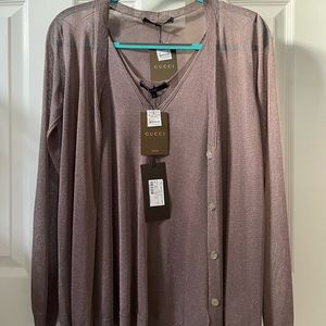 GUCCI sparkly cardigan with matching tank top